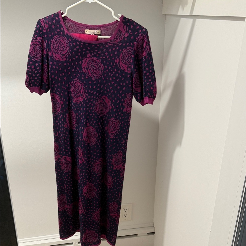 Dior Pink and Purple Floral Midi Dress